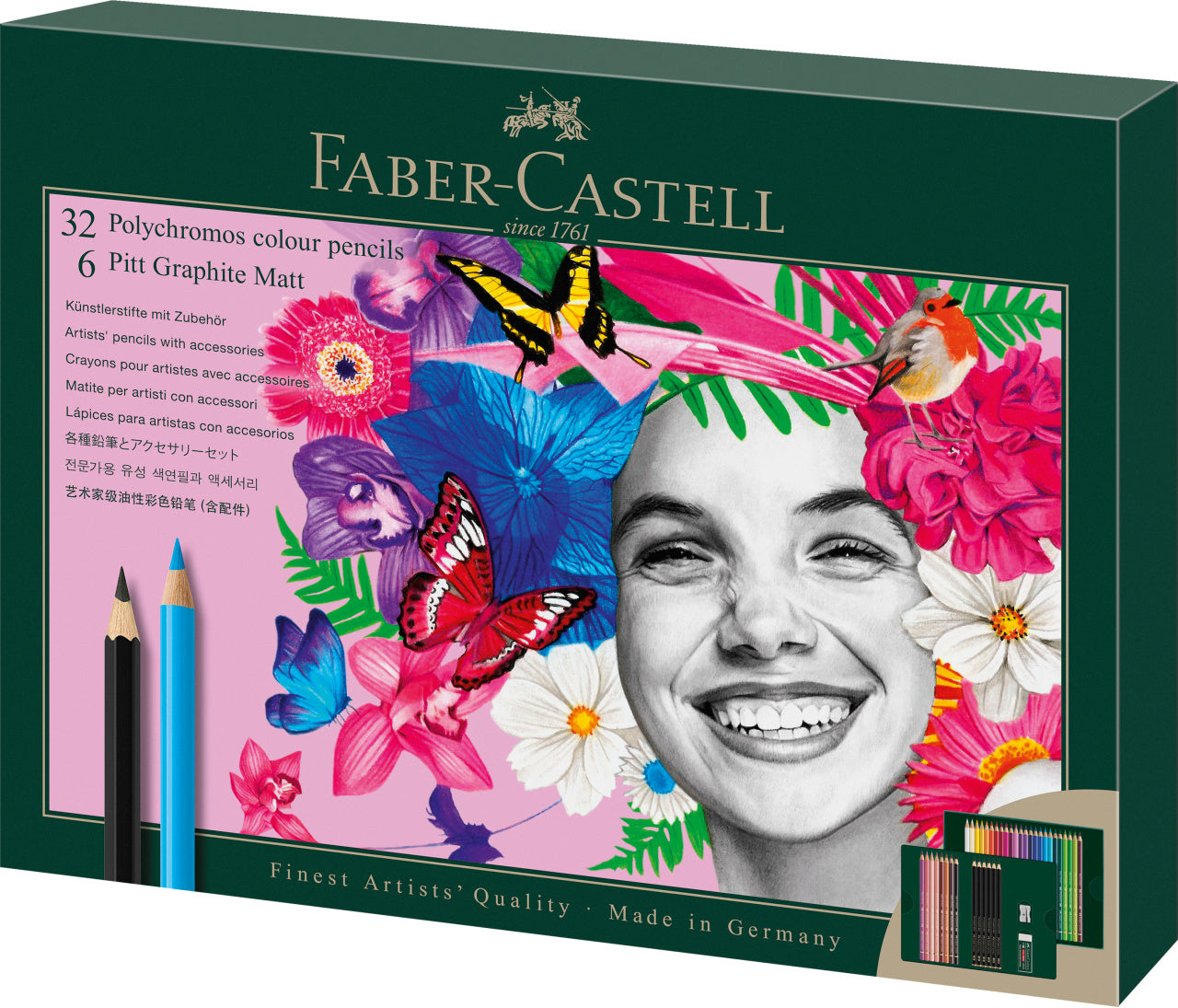 SET CADOU 32 CREIOANE COLORATE POLYCHROMOS + 6 CREIOANE GRAFIT MATT + ACCESORII FABER-CASTELL SET CADOU 32 CREIOANE COLORATE POLYCHROMOS + 6 CREIOANE GRAFIT MATT + ACCESORII FABER-CASTELL